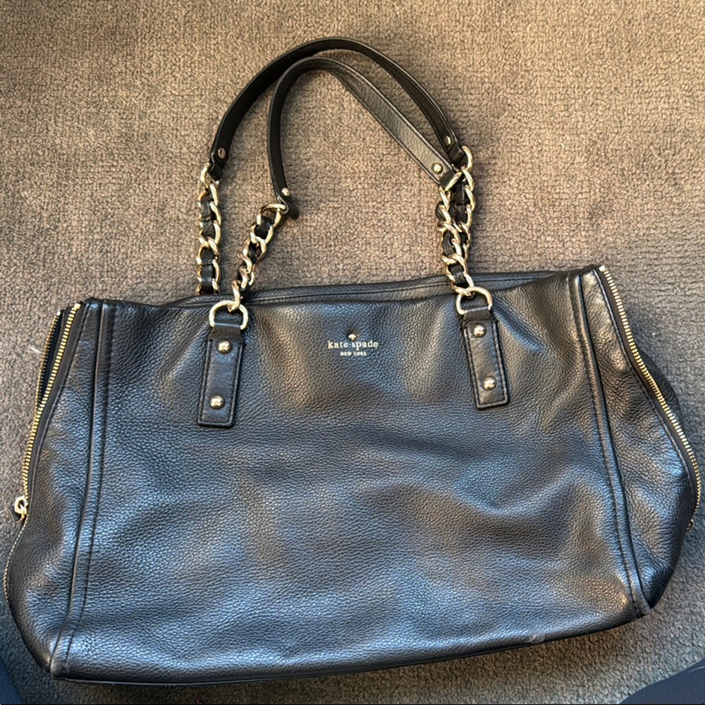 Kate Spade Black Leather Tote Bag